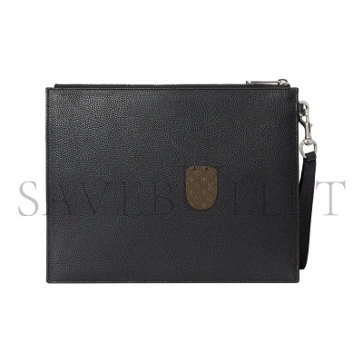 GUCCI INLAID LOGO GRAINED LEATHER CLUTCH 768374 (28*22*3cm)